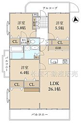 アーバンライフ船町西館 3LDKの間取図画像