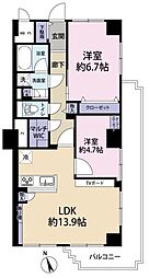 スカイ・エスタ 2LDKの間取図画像