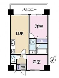セザール五反田 2LDKの間取図画像