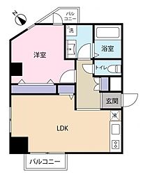 朝日関口マンション 1LDKの間取図画像