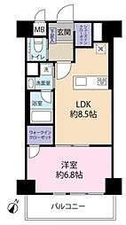 シティハイツ大井町 1LDKの間取図画像
