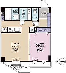 菱和パレス品川島津山 1LDKの間取図画像