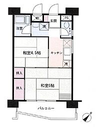 千鳥町アーバンドエル 2Kの間取図画像