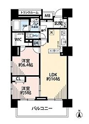 エクサージュ海岸 2LDKの間取図画像
