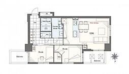 スカイグランデ汐留 2LDKの間取図画像