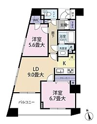プラティーク三軒茶屋 2LDKの間取図画像