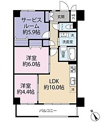 ライオンズステーションプラザ千歳烏山 2LDKの間取図画像