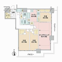 ベイクレストタワー 3LDKの間取図画像