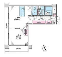 デュオ・スカーラ西新宿 1LDKの間取図画像