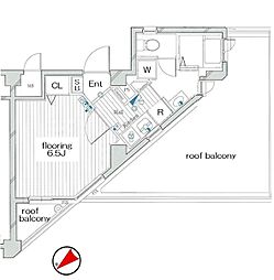 グランヴァンメトロ-1 1Kの間取図画像