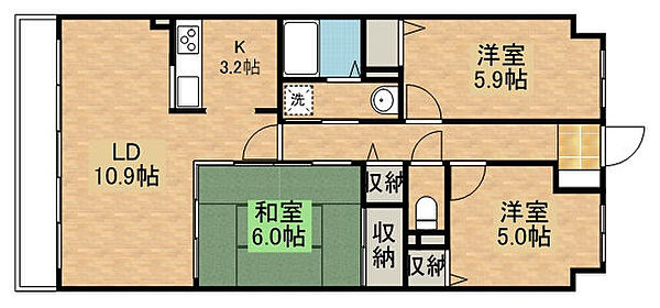 ドルチェ若草 403｜栃木県宇都宮市若草3丁目(賃貸マンション3LDK・4階・68.93㎡)の写真 その2