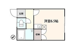 ラ・ネージュポムズ1 ワンルームの間取図画像