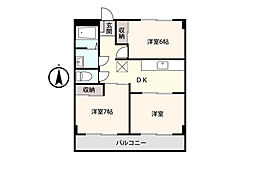 アシスト第2富山マンション 3DKの間取図画像