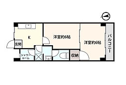 アシスト第2福井マンション 2Kの間取図画像