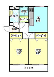 イヅミマンション 2DKの間取図画像