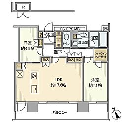 Ｂｒｉｌｌｉａ　Ｇｒａｎｄｅ　みなとみらいＯ 17階2LDKの間取り