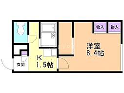 レオパレスサンブリッジ9 1Kの間取図画像