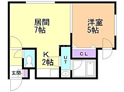 コスモ麻生 1LDKの間取図画像