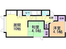中山花川北ビル 2LDKの間取図画像