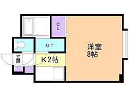 レオヒルズ22 1Kの間取図画像