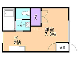 グリビィ麻生A 1Kの間取図画像