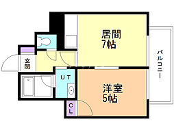 ピュアウィング 1DKの間取図画像