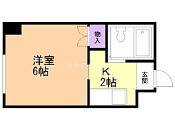 藤井ビル北14条 1Kの間取図画像