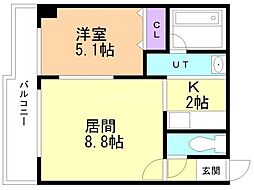 ウィルドゥ北24条 1LDKの間取図画像