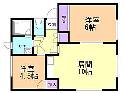 クレイハイツ壱 2LDKの間取図画像