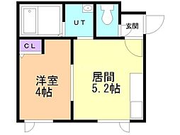 ノースイング28参番館 1DKの間取図画像