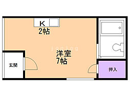 フジコーポ ワンルームの間取図画像