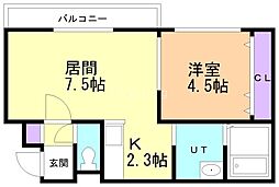 バルボーニN17 1LDKの間取図画像