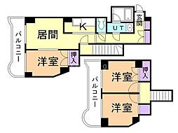 メルバN14 2LDKの間取図画像