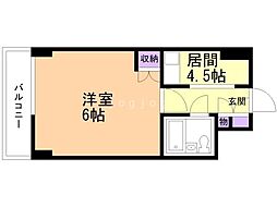 リラハイツ北14条 1DKの間取図画像