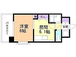トーワ・ビルデンス 1DKの間取図画像