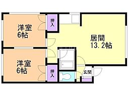 パークヒル清水 2LDKの間取図画像
