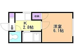 プラザインN31 1Kの間取図画像