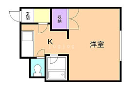フローレス麻生 1Kの間取図画像