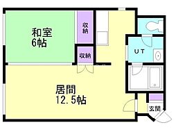 てるいビル 1LDKの間取図画像