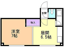 シンエービル 1DKの間取図画像