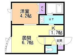 アークコート北27条2 1LDKの間取図画像