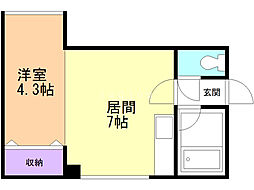 パレスサザンクロス 1DKの間取図画像