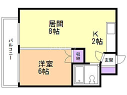 カサビアンカ 1LDKの間取図画像