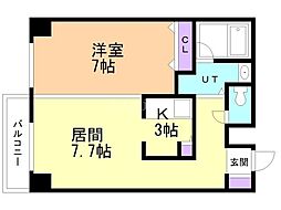 aptK 1LDKの間取図画像