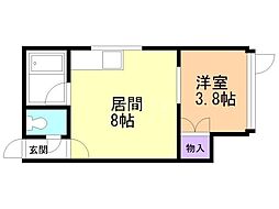 アーバンコート北26条2 1LDKの間取図画像
