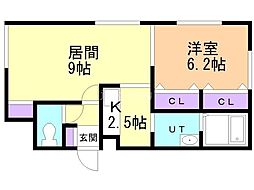 コムフォート北16条 1LDKの間取図画像