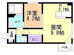 アルバグランデアサブ 1LDKの間取図画像