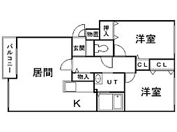 パシフィックプレイス2 2LDKの間取図画像