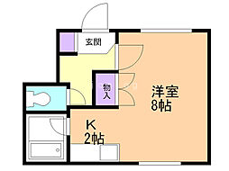 ハニサクル麻生 1Kの間取図画像