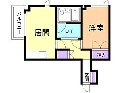 プリオールハイツ 1DKの間取図画像